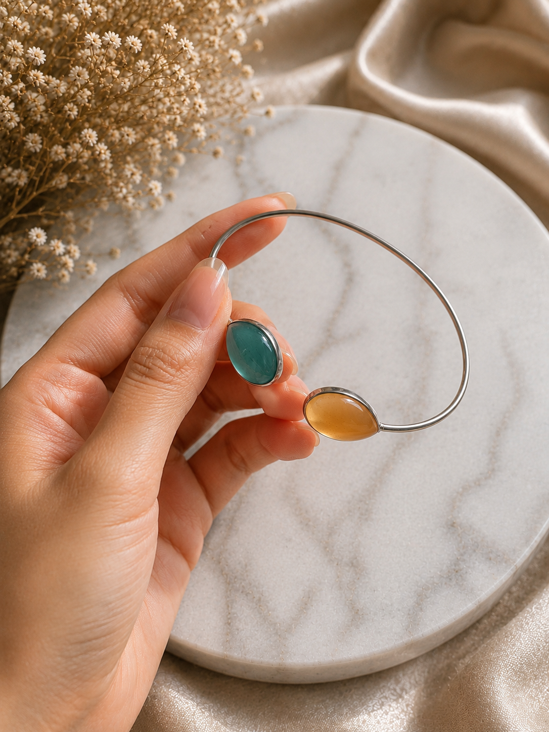 Amber & Teal Dual-Tone Bracelet