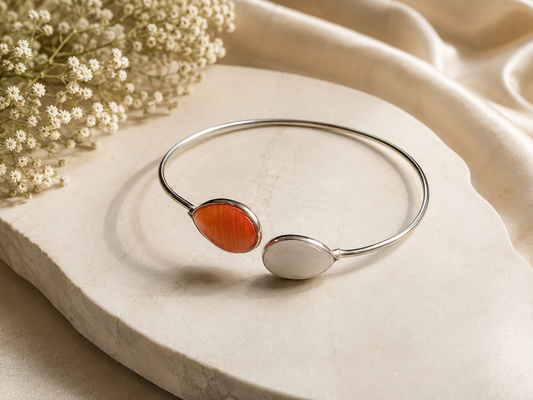 Coral & Pearl Dual-Tone Bracelet